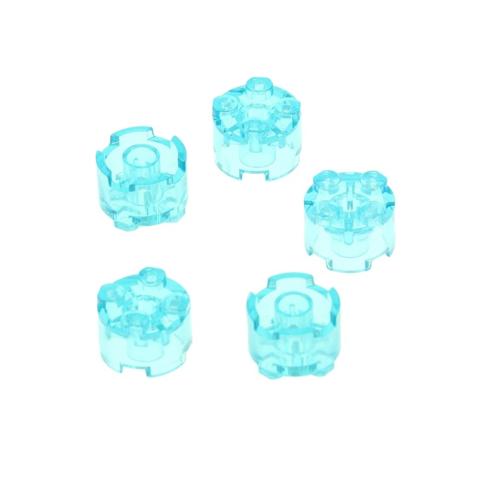 LEGO 5x Round Building Brick 2x2x1 Transparent Blue Technic Pin Hole