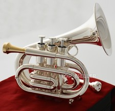 Dizzy style Customized Pocket Trumpet Silver Heavy Horn