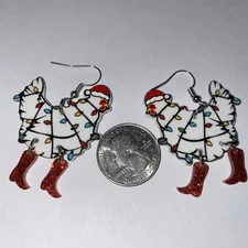 Chicken Hen Quirky Farm Animal Country Accessories Earrings Dangle Acrylic New 