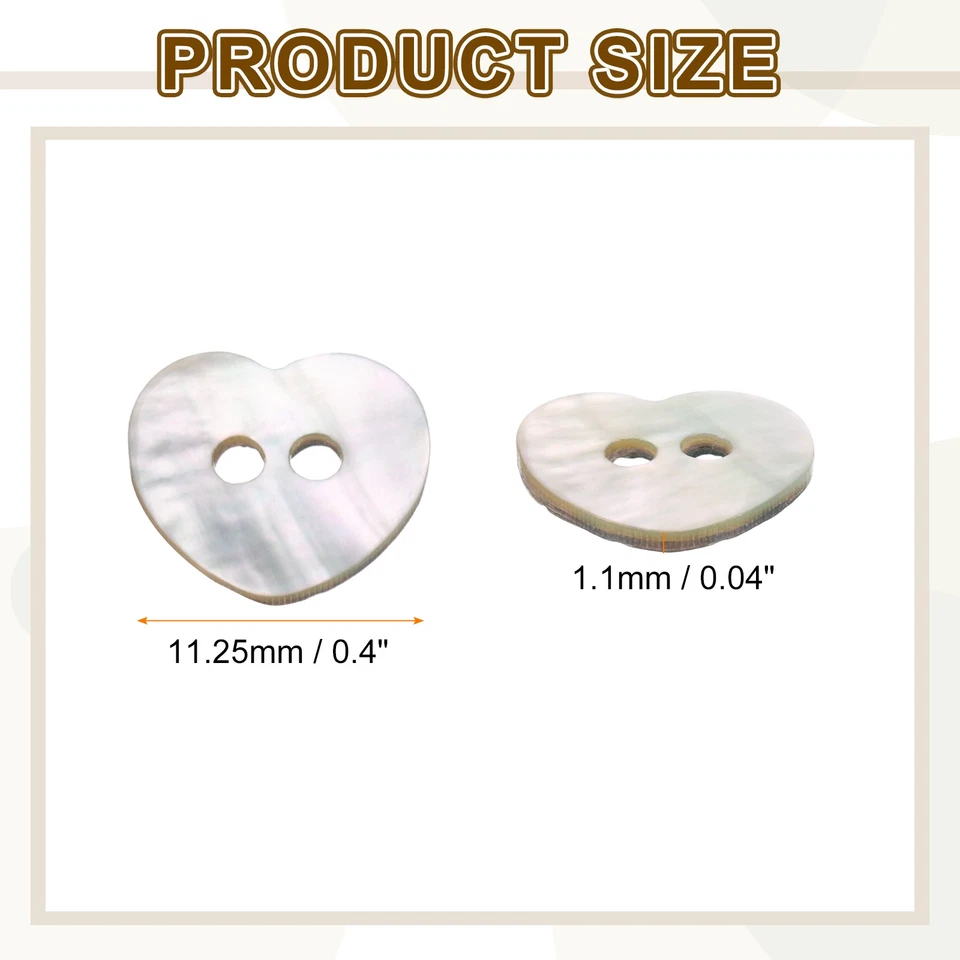 Perlmutt Knöpfe 30 Stück 0.44" Herz Muschel für Stoff Handarbeit - Bild 2 von 4