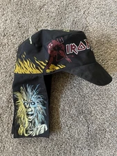 Vintage 1980s IRON MAIDEN Piece Of Mind Trapper Hat Cap W Ear Flaps Concert