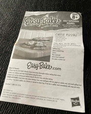 Easy Bake Ultimate Oven Directions ONLY Paperwork Instructions Cheese Pizza