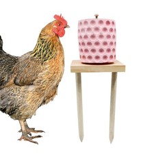 Chicken Coop Accessories, Beak Grinding Calcium Stone with Woodem Stake, Chic...