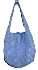 Child's Reversible Fabric Tote Bag Blue & Blue/White Polka Dots Zippers