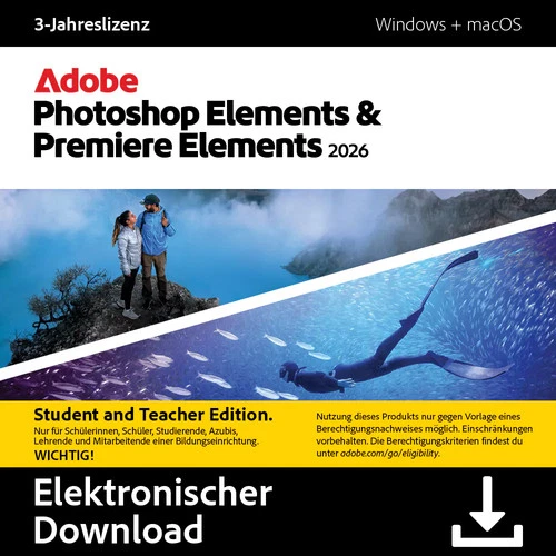 Adobe Photoshop + Premiere Elements 2026 (1User- 3 Jahre) EDU VOLLVER ESD