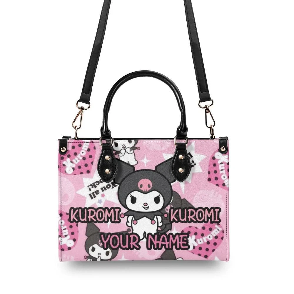 Personalized Kuromi Luxury Women PU Leather Handbag, Natural Material, Custom