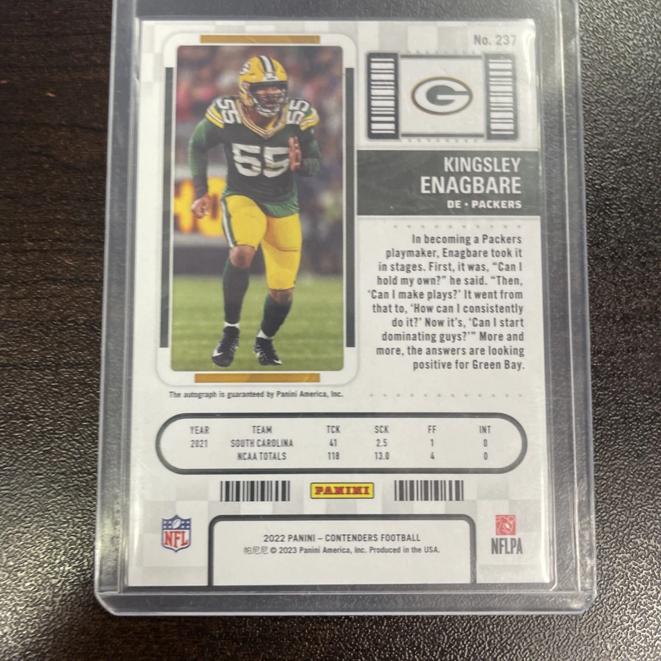 2022 Panini Contenders - Showcase Ticket #237 Kingsley Enagbare (AU, RC) - Image 2 of 2