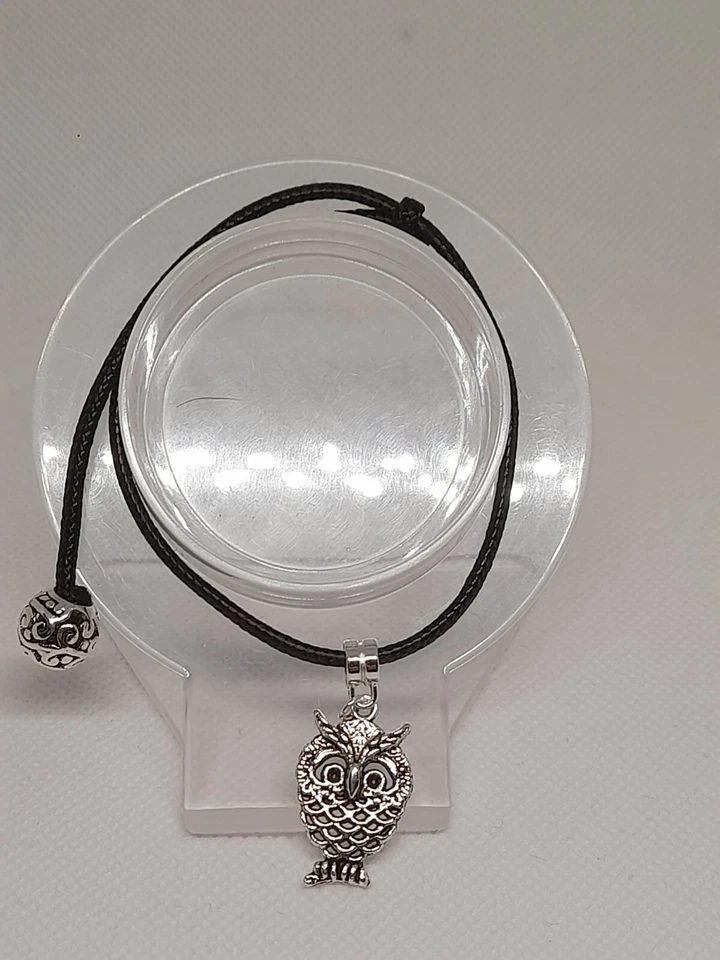 Bracciale Unisex Con Charm Ciondolo Gufo Porta Fortuna Acciaio Color Argento - Immagine 3 di 4