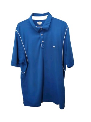 Callaway Golf Polo Shirt Mens L Blue Opti Dri Short Sleeve Tiger Woods Birdie 18