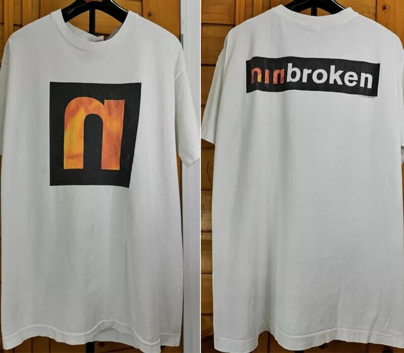 Nine Inch Nails Band Broken 90s White Short Sleeve 2 Side Nine Inch Nails Band Broken 90s White Short Sleeve 2 Side