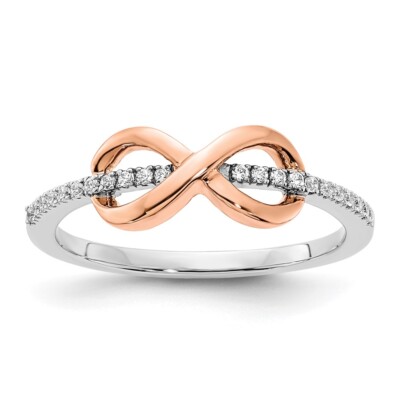 10K Two-Tone Gold Infinity Diamond Ring Size Gift for Women