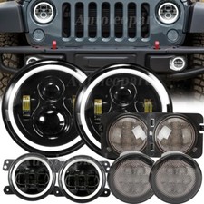 For Jeep Wrangler Jk 07-18 Combo Smoked 7 Headlight Turn Signal Indicator Light