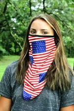  Red White Blue Stars & Stripes Flag Face Mask Neck Gaiter. One Size Fits Most.