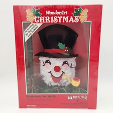 New Vintage WonderArt Christmas Snowman Art Kit K155 Aunt Lydia's Crafts NOS