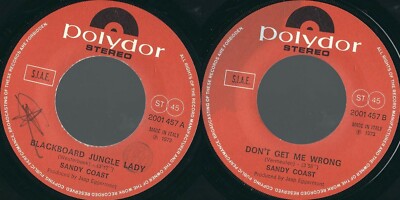 DISCO 45 UMDREHUNGEN SANDY COAST    BLACKBOARD JUNGLE LADY // DON'T GET ME WRONG