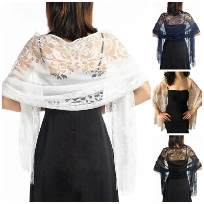 SOFT LACE WRAPS WEDDING WRAP Scarf Pashmina Tulle Evening Shawl Wrap Cover Ups