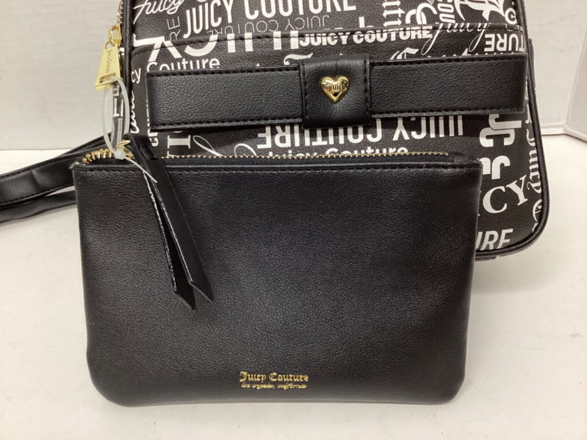 Juicy Couture Peek A Bow /Word Search Black White Backpack