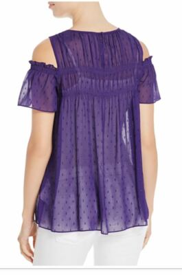  NEW Womens MICHAEL Michael Kors Sheer Cold-Shoulder Top XS NWT Iris (purple)