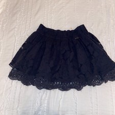 Abercrombie  Fitch 00s Y2K NAVY Sheer Floral Lace Full Skater Mini Skirt S VTG