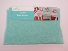 Easter Lace Table Runner Eggs Floral Blue Green 13"x72" Spring Decor NEW