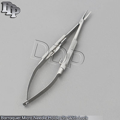 BARRAQUER MICRO SURGERY NEEDLE HOLDER WITH LOCK STRAIGHT 5'' SMOOTH DELICATE JAWS