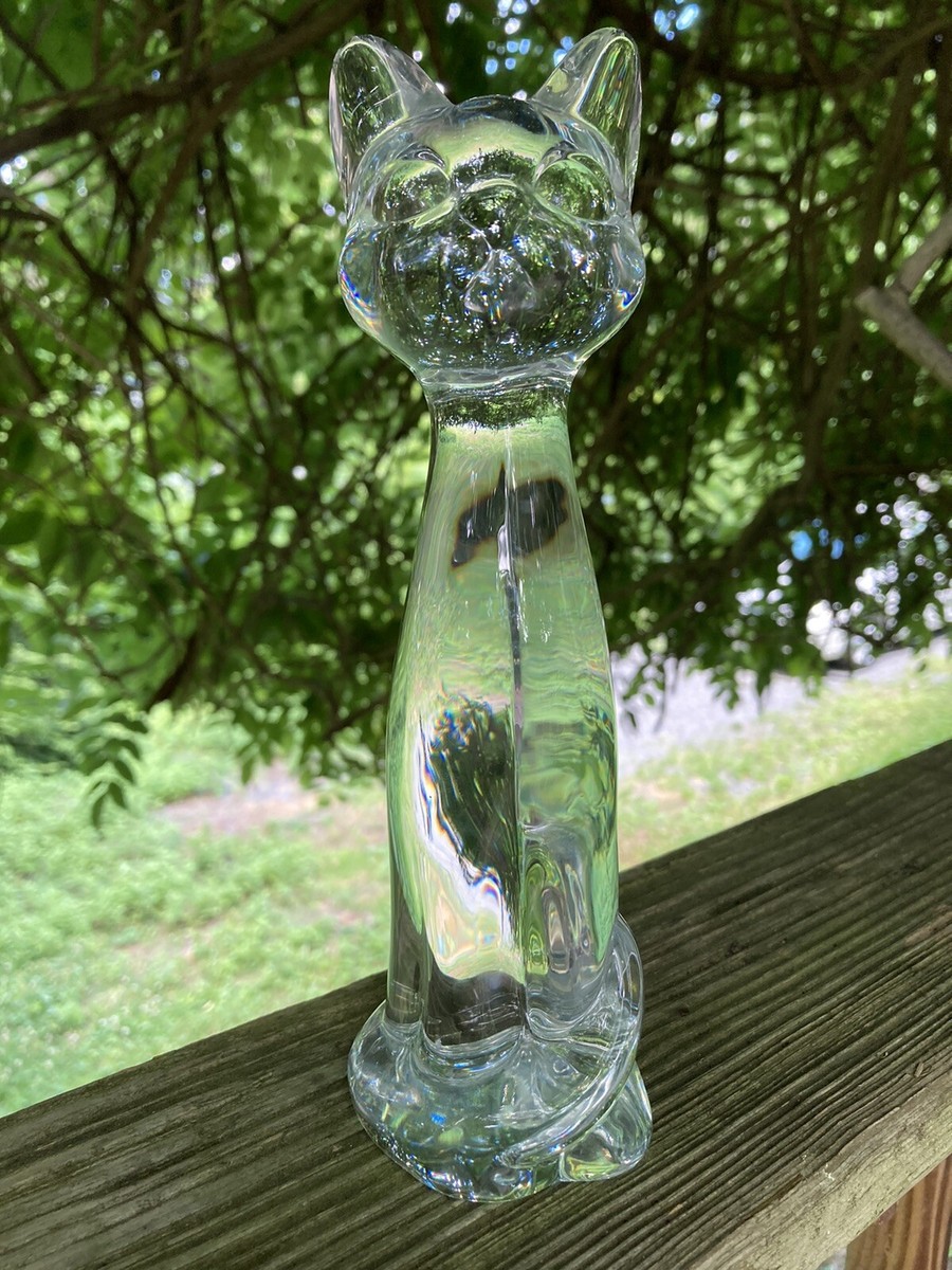 Cristal de Sevres France Crystal 9” Sitting Art Cat Figurine