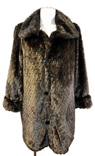 Platinum Utex Women's Size L Brown Reversible Faux Fur/poly Heavy Winter Coat