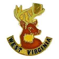 Vintage West Virginia Deer Lapel Hat Pin Travel Souvenir Gift