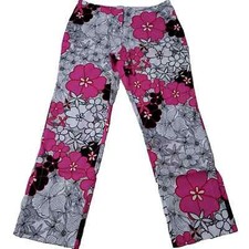 Y2k Pedal Pusher Capri Pants Size Small Mod Vintage 90s Floral Pink Eye Candy