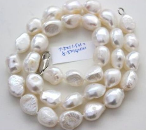 25-Inch Natural White South Sea Baroque Pearl Necklace - 14x20mm Pearls, Silver Plated, Vintage Style