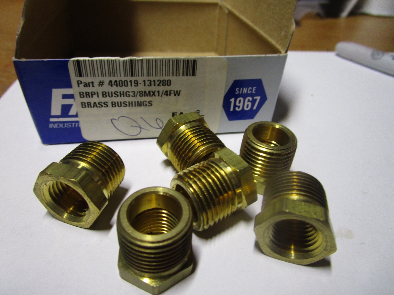 3/8" Male NPT x 1/4" Female NPT Brass Bushing QTY 6