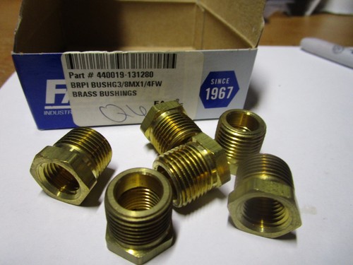 3/8" Male NPT x 1/4" Female NPT Brass Bushing QTY 6