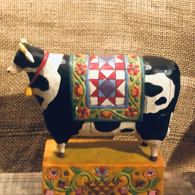 Cow Jim Shore Vintage Colorful ' A Grand Tradition' So Beautiful w Bell