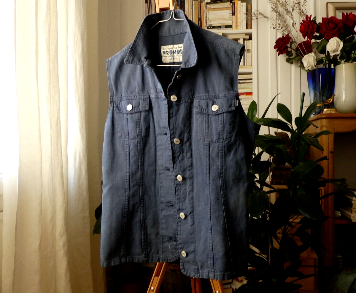 PROMOD Veste Gilet Sans Manche, Femme Toile Bleu Indigo T