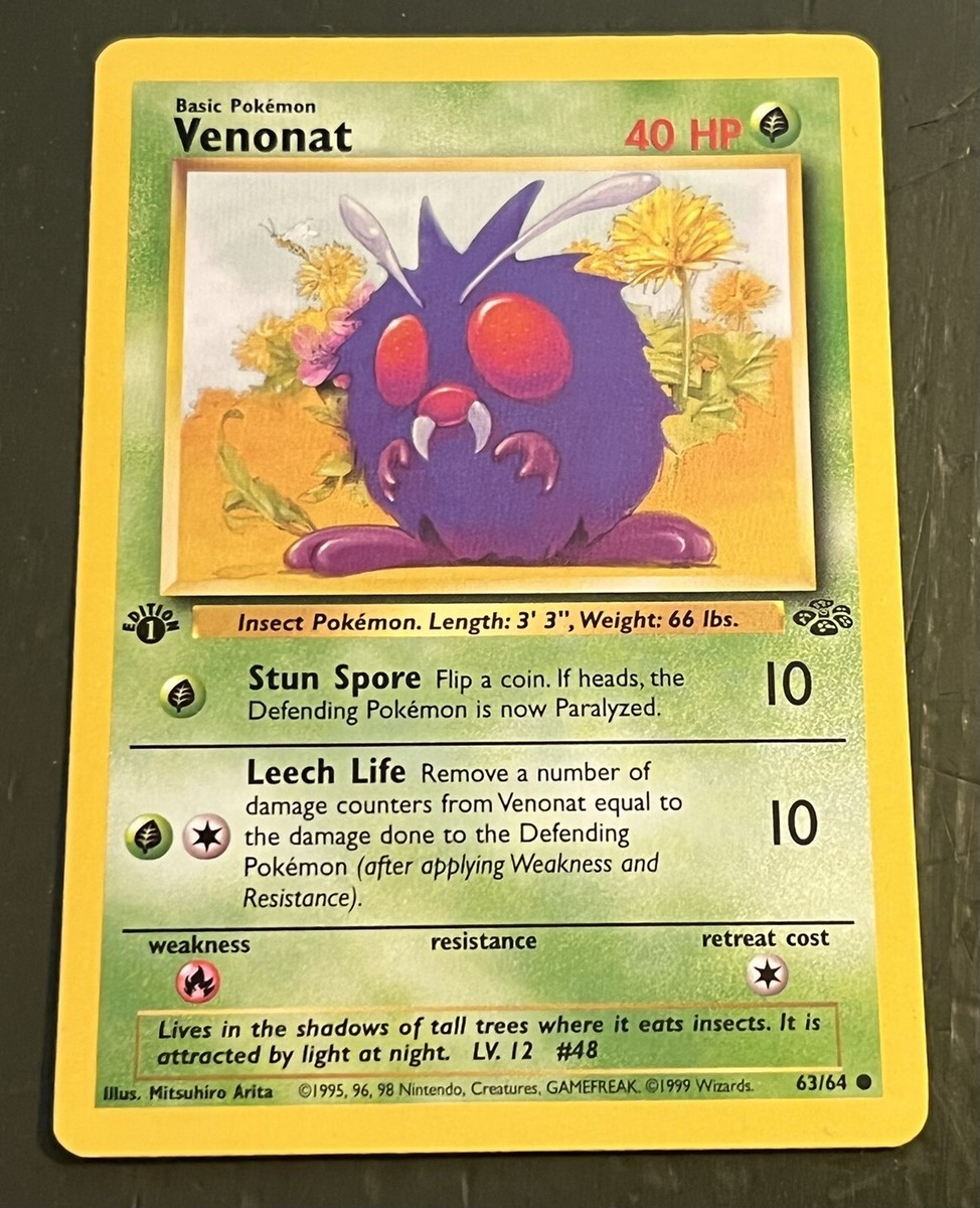 Pokmon TCG Venonat Jungle 63/64 Regular 1st Edition Unplayed First Edition  Card | eBay