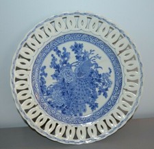  Ancien Plat Décoratif à Suspendre Ajourées Céramique Porcelaine Chine