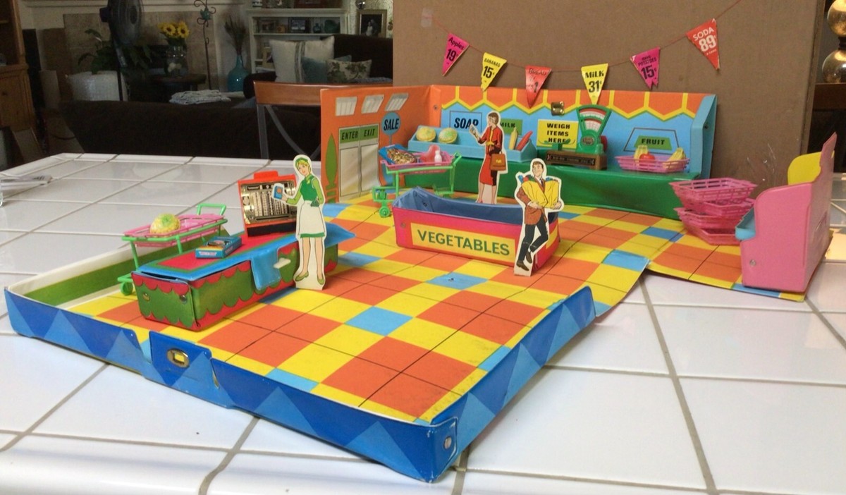 Vinyl Ideal Super Market Vintage Toy Doll Playset Groceries Fold  display picture 1
