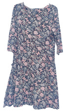 M&CO UK 16 Black Mix Stretch Viscose 3/4 Sleeve Knee Length Dress, Pockets