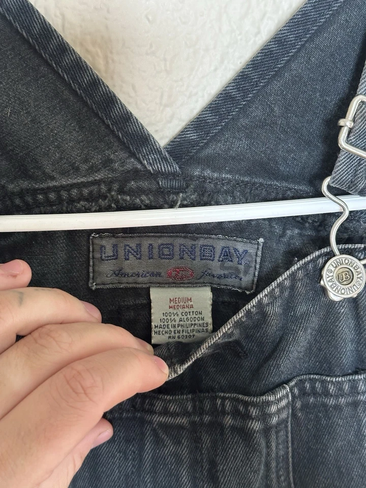 Mono baberos vintage años 90 Y2K Union Bay talla M pierna recta denim oscuro Foto 4 de 4