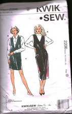 2206 Vintage Kwik Sew SEWING Pattern Misses 1990s Dress Jumper M OOP Sew