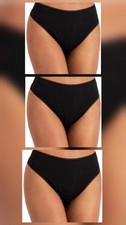 Charter Club 100 Cotton High Cut Brief Panty 3 pack Black Women's Underwear S