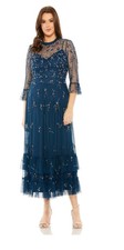 NWT, Mac Duggal Navy High Neck Embellished Dress Size 20W MD091
