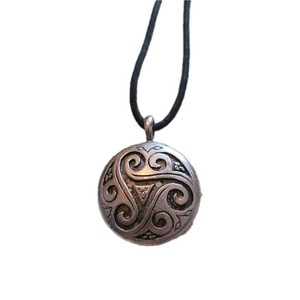 Triskele Shield Amulet On A Black Cord 28" Long. A Celtic Symbol of Nature Triad