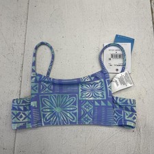 O'Neill Bikini Swim Top Girls 6 Blue Floral Tile Print Bralette Lined Stretch