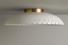 Mid Century Modern Brass Flush Mount Ceiling Light with Glass Globe