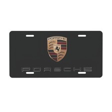Porsche Marque License Emblem Black 6x12 Inch Aluminum License Plate Made In Usa