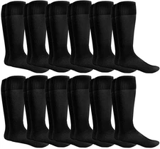 12 PK 28 Inch Mens Long Tube Socks,Black Cotton Tube Socks 10-13 -Mens