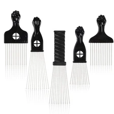 5 Pcs Afro Comb Metal African American Pick Comb Hairdressing Styling Tool Hair