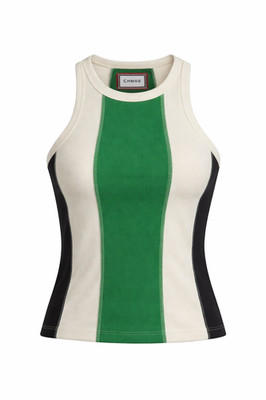 CHNGE Damen Pieced Heavy Stretch Racerback Tank Top, Weiß Grün Schwarz, XS