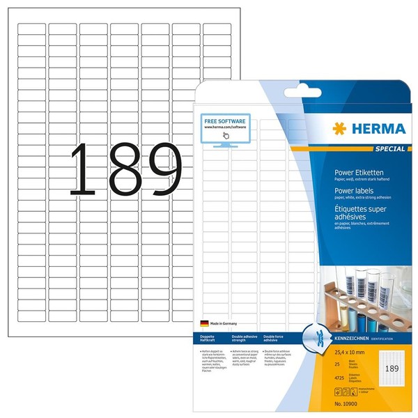 Herma 10900 Power-Etiketten A4 25,4 X 10 Mm Weiß Stark Haftend Selbstklebend-image